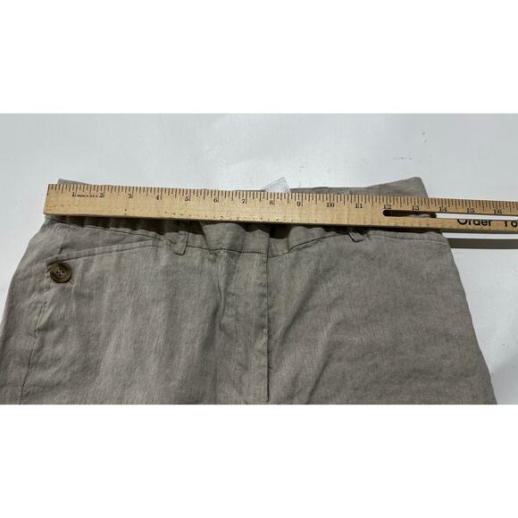 Kenar Capri Pants Womens Size 8 Beige Linen Rayon Blend Mid Rise Minimalist - Picture 5 of 9